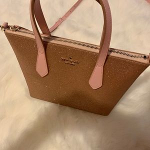 Kate Spade Rose gold glitter joeley small bag